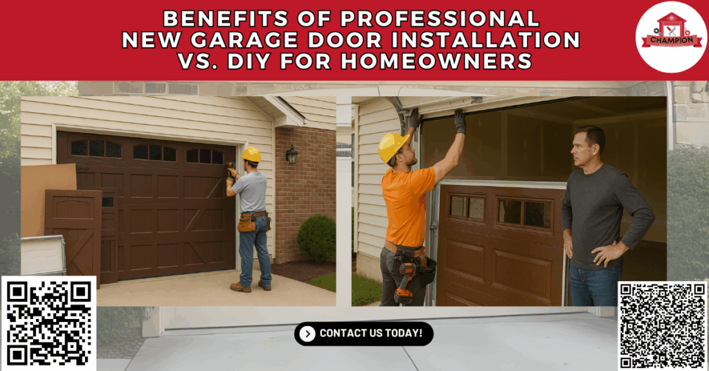Benefits of Professional New Garage Door Installation vs. DIY for Homeowners - Champion Garage Doors
